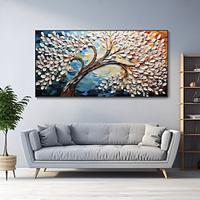 Blooming Cherry painting hand painted Blossom Tree painting handmade Landscape Art 3D White Cherry Canvas Oil Painting Large Blossoms Canvas Oil Painting Abstract Thick Texture painting Lightinthebox