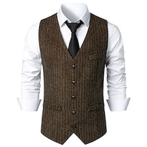 Men's Fall Winter Waistcoat Classic Vest Pattern Regular Fit V Neck Single Breasted More-button Blue Coffee Grey 2023 Lightinthebox
