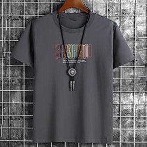 Men's Unisex Tee T shirt Hot Stamping Graphic Prints Letter Plus Size Print Short Sleeve Casual Tops Cotton Basic Fashion Designer Big and Tall White Black Khaki miniinthebox