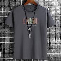 Men's Unisex Tee T shirt Hot Stamping Graphic Prints Letter Plus Size Print Short Sleeve Casual Tops Cotton Basic Fashion Designer Big and Tall White Black Khaki miniinthebox - thumbnail