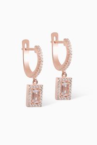 Square Pendant Hoop Earrings