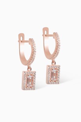 Square Pendant Hoop Earrings