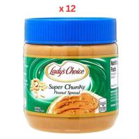 Lady'S Choice Peanut Spread Super Chunky - 340 Gm Pack Of 12 (UAE Delivery Only)