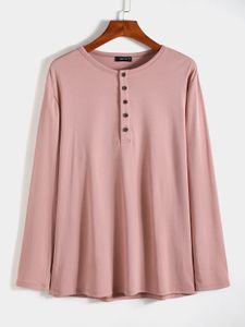 KOYYE Men Casual Plain Button Front T-Shirt