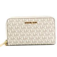 Michael Kors Jet Set Large Vanilla Signature PVC Flat Multifunction Wrist Wallet (38743)