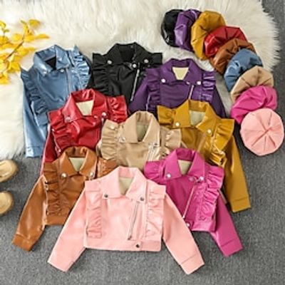 Toddler Girls' Jacket Solid Color Fashion Zipper Formal Coat Outerwear 3-7 Years Spring Black Pink Wine Lightinthebox