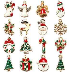 1Pcs Gold Christmas Gifts Charms Tree Deer Snowflake Pendant