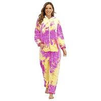 Adults' Kigurumi Pajamas Nightwear Tie Dye Print Onesie Pajamas Flannel Cosplay For Men and Women Christmas Animal Sleepwear Cartoon Festival / Holiday Costumes miniinthebox - thumbnail