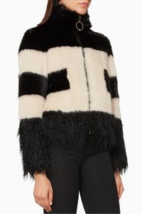 Two-Tone Faux Fur Logo Jacket