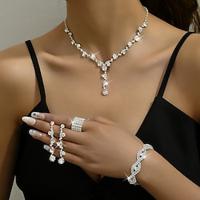 Jewelry Set 5pcs Rhinestone Alloy Rings Earrings Necklace Bracelets Women's Elegant Fashion Luxury Geometrical Geometric Jewelry Set For Wedding Anniversary Wedding Guest Lightinthebox - thumbnail