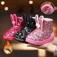 Girls' Boots Daily Snow Boots Bootie Flower Girl Shoes Glitter Portable Breathability Non-slipping Princess Shoes Big Kids(7years ) Little Kids(4-7ys) Daily Theme Party Walking Strappy Black Pink miniinthebox - thumbnail