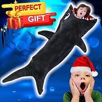 Shark Cartoon Sleeping Bag Shark Sleeping Bag Mermaid Children  Sleeping Bag Flannel Pajamas One Piece Shark Sleeping Bag Children Lightinthebox - thumbnail