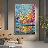 Handmade Oil Painting Canvas Wall Art Decoration Thick Oil Sea Sunrise Landscape for Home Decor Rolled Frameless Unstretched Painting Lightinthebox