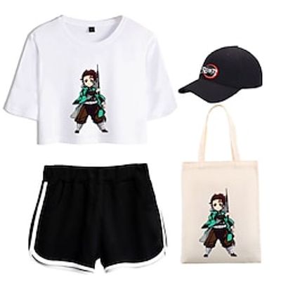 Demon Slayer: Kimetsu no Yaiba Kamado Tanjiro T-shirt Shorts Baseball Cap Print Graphic Bag Shorts Hat For Women's Adults' Hot Stamping 100% Polyester Casual Daily miniinthebox