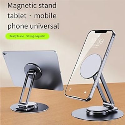 Magnetic Desk Phone Stand for iPhone, Aluminum Phone Stand Holder Dock with 360°Rotation Base Adjustable Foldable, Compatible with iPhone 15 14 13 12 Pro Max, Plus For Mobile Phone miniinthebox