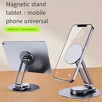 Magnetic Desk Phone Stand for iPhone, Aluminum Phone Stand Holder Dock with 360°Rotation Base Adjustable Foldable, Compatible with iPhone 15 14 13 12 Pro Max, Plus For Mobile Phone miniinthebox - thumbnail