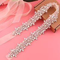 Satin  Tulle Wedding  Party  Evening Sash With Belt  Appliques  Crystals  Rhinestones Women's Sashes Lightinthebox - thumbnail