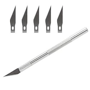 Professional Aluminium Precision Knife Hobby Knife Razor Tool with 5 Spare Blades for Phone PC Tablet Drone Repair DIY Art Work Cutting Caving Knife Sculpture Lightinthebox