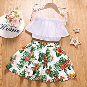Toddler Girls' Clothing Set Short Sleeve White Graphic Print Active Regular 3-12 Years miniinthebox