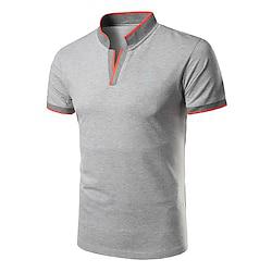 Men's Golf Shirt Golf Polo Work Casual Lapel Short Sleeve Basic Modern Plain Patchwork Spring Summer Regular Fit Magenta Navy Blue Gray Golf Shirt Lightinthebox