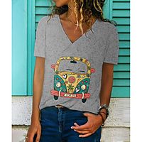 Women's T shirt Tie Dye Graphic Prints Print V Neck Basic Tops Blue Yellow Green miniinthebox - thumbnail