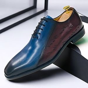 Men's Oxfords Formal Shoes Brogue Dress Shoes British Gentleman Office  Career Party  Evening Leather Italian Full-Grain Cowhide Comfortable Slip Resistant Lace-up Color matching Black Lightinthebox