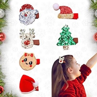 6 Pieces Toddler Girls' School / Outdoor / Christmas Gifts Graphic / Animal / Cartoon Sequins Cotton Hair Accessories MS3414 hair clips 6 pieces One-Size miniinthebox