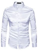 Men Sparkling Plain Turn Down Collar Shirts - thumbnail