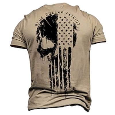 Men's Unisex T shirt Tee 3D Print Graphic Prints National Flag Crew Neck Street Daily Print Short Sleeve Tops Designer Casual Vintage Big and Tall Khaki  Summer Lightinthebox
