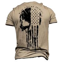 Men's Unisex T shirt Tee 3D Print Graphic Prints National Flag Crew Neck Street Daily Print Short Sleeve Tops Designer Casual Vintage Big and Tall Khaki  Summer Lightinthebox - thumbnail