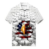 Men's Golf Shirt Tennis Shirt 3D Print Eagle Animal Button-Down Print Short Sleeve Casual Tops Casual Fashion Soft Breathable White / Sports miniinthebox - thumbnail