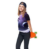 Kids Girls' T shirt Tee Short Sleeve 3D Print Galaxy Unisex Print Purple Children Tops Summer Active Daily Wear Halloween Regular Fit 3-12 Years miniinthebox - thumbnail