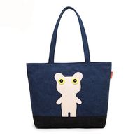 Girl Cute Sweet Canvas Cartoon Handbag Women Large Capacity Shopping Shoulder Bag