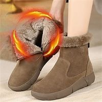 Women's Boots Cowboy Boots Plus Size Heel Boots Outdoor Work Daily Fleece Lined Booties Ankle Boots Platform Pointed Toe Elegant Plush Faux Fur Faux Suede Zipper Black Brown miniinthebox
