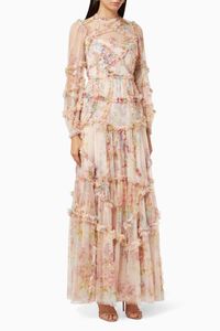 Floral Diamond Ruffle Gown Floral Diamond Ruffle Gown