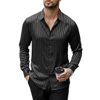 Men's Shirt Button Up Shirt Casual Shirt Summer Shirt Black White Blue Long Sleeve Stripe Collar Daily Vacation Clothing Apparel Fashion Casual Lightinthebox