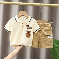 Boys' Summer Clothing Children's Short sleeved Set Summer New Children's Boys and Babies Fashion Stripe Polo Shirt Two piece Set Trendy Lightinthebox