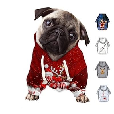 Dog 3D Printed Hoodie Cat Pet Pouch Hoodie Graphic Christmas Fashion Party Outdoor Casual Daily Winter Dog Clothes Santa Claus Rudolph The Elk Love Waterproof Red Costume for Girl and Boy Dog Polyster Lightinthebox