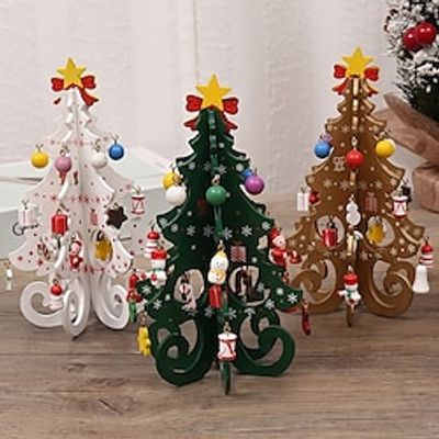 Wooden Christmas Tree Christmas Decorations With Six Tree Straps And A Set Of Christmas Atmosphere Decorations Lightinthebox