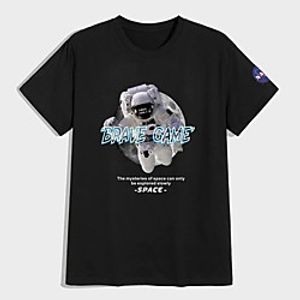 Men's Unisex Tees T shirt Hot Stamping Graphic Prints Astronaut Plus Size Print Short Sleeve Casual Tops 100% Cotton Basic Designer Big and Tall Black Lightinthebox