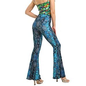 Women's Fashion Flare Chinos Wide Leg Print Full Length Pants Casual Weekend Stretchy Flower  Floral Stripe Comfort Mid Waist Blue White Dark Blue Red Yellow S L XXL Lightinthebox