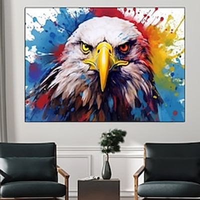 Hand painted Vibrant Abstract Pop Art Eagle Canvas painting Bold Contrasting Colors Textured animal painting Look Abstract Playful Energetic painting Modern Farmhouse Decor for living room home decor Lightinthebox