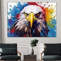 Hand painted Vibrant Abstract Pop Art Eagle Canvas painting Bold Contrasting Colors Textured animal painting Look Abstract Playful Energetic painting Modern Farmhouse Decor for living room home decor Lightinthebox - thumbnail