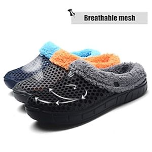 Women's Slippers Clogs Slip-Ons Fuzzy Slippers Fluffy Slippers Plus Size House Slippers Home Daily Winter Flat Heel Basic Casual Comfort PU Loafer Hollow-out Black Pink Blue miniinthebox