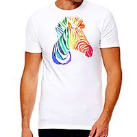 Men's Unisex Tee T shirt Hot Stamping Graphic Prints Horse Plus Size Print Short Sleeve Casual Tops Cotton Basic Designer Big and Tall White Lightinthebox - thumbnail