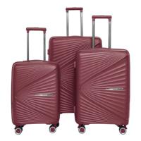 PARA JOHN Luggage Sets 3 Piece with Trolley Set with Lightweight Polypropylene Shell 8 Spinner Wheels for Travel BURGUNDY