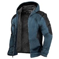 Men's Full Zip Hoodie Hoodie Jacket Sweat Jacket Fuzzy Sherpa Blue Dark Green Brown Hooded Color Block Sports  Outdoor Daily Holiday Streetwear Cool Casual Fall Winter Clothing Apparel Hoodies Lightinthebox - thumbnail