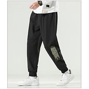 Men's Chino Sweatpants Pants Letter Ankle-Length Black Lightinthebox