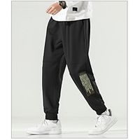 Men's Chino Sweatpants Pants Letter Ankle-Length Black Lightinthebox - thumbnail
