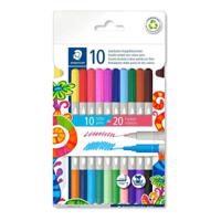 Staedtler Double Ended Fibre Tip Pen (Pack of 10) (Assorted Colors) - thumbnail